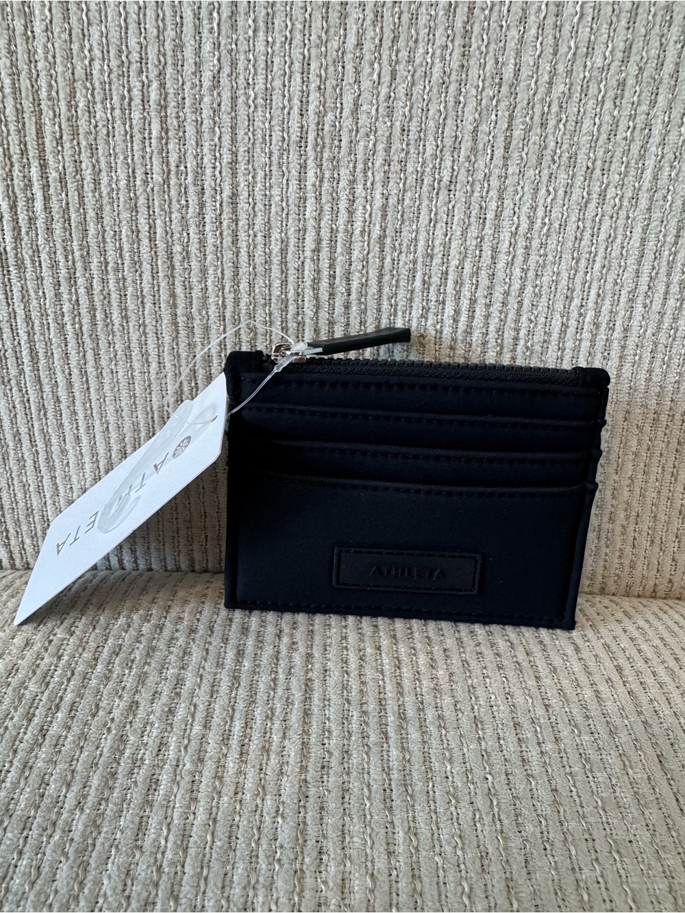 Athleta Black Slim Card Wallet with Zip Pocket